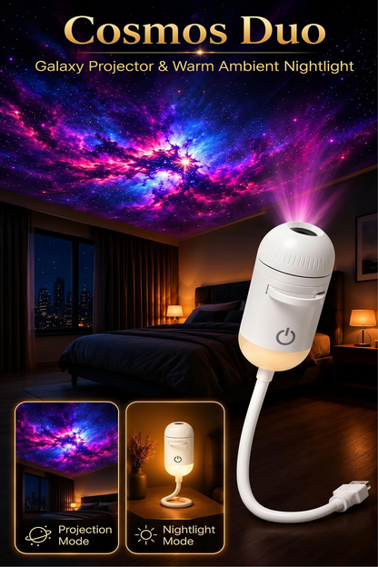 2 in 1 Galaxy Projector Night Light HD